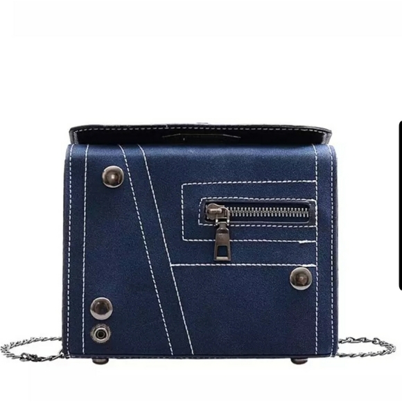 🧡IN STOCK 🧡Blue Square Flap Mini Handbag - Picture 2 of 8